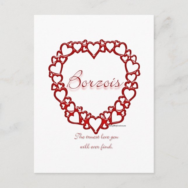 Carte Postale Amour Vrai Borzoi (Devant)