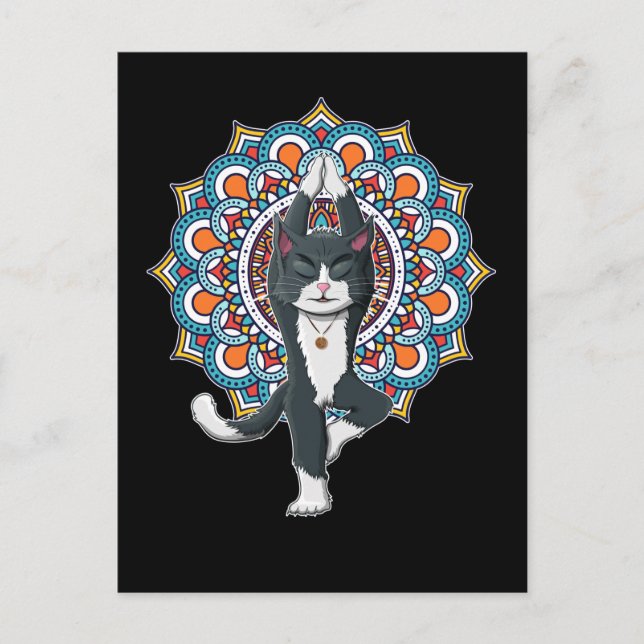 Carte Postale Amoureux de chat de yoga Mandala Chakra Kit de dét (Devant)