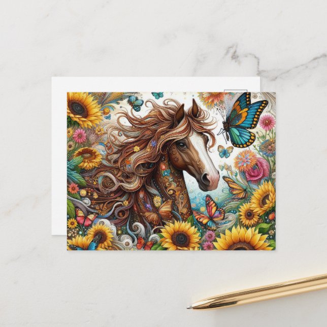 Carte Postale Amoureux de chevaux de Fun Country  (Devant/Arrière en situation)
