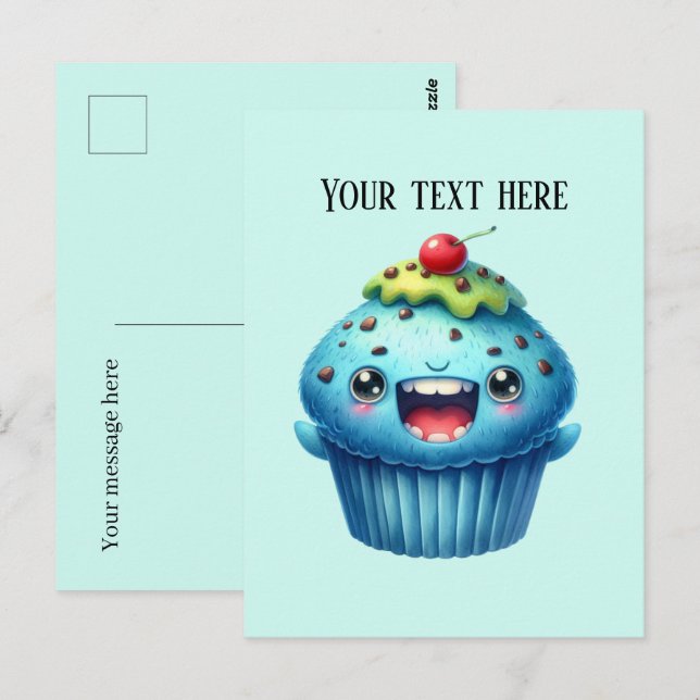 Carte Postale Amoureux de cupcake amusant ajouter du texte (Devant / Derrière)