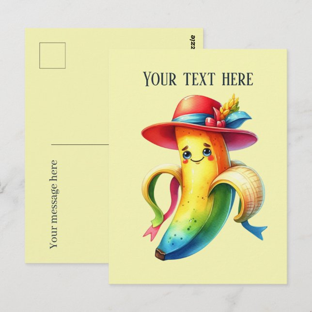 Carte Postale Amoureux de la banane amusant ajouter du texte (Devant / Derrière)