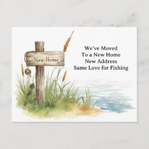Carte Postale Amoureux de la pêche déménagement thème