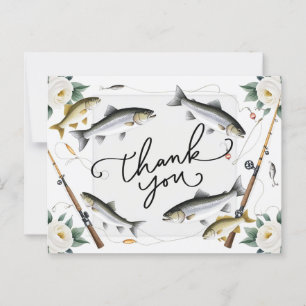 Carte Postale Amoureux de la pêche Merci avec des poissons et de