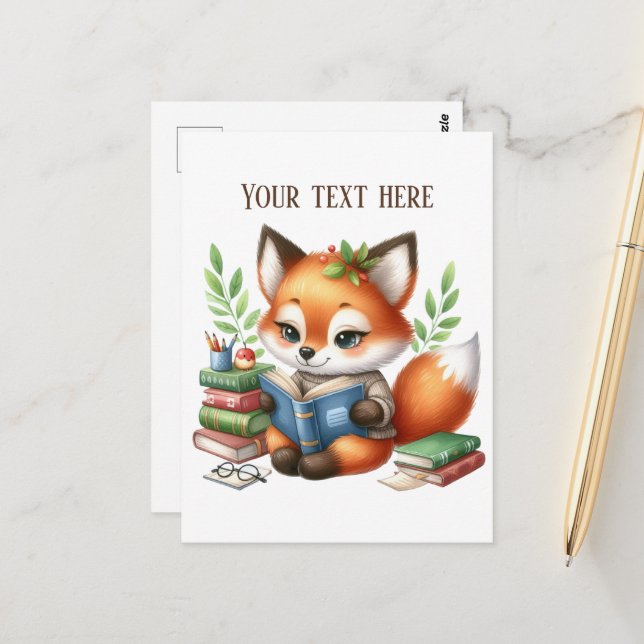 Carte Postale Amoureux de lecture mignons personnalisables (Devant/Arrière en situation)