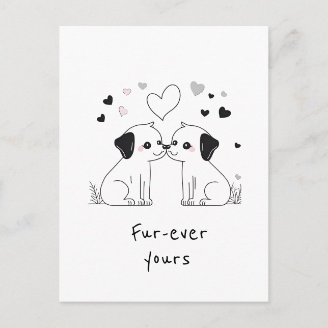 Carte Postale Amoureux de les chiens mignons, quatre pour toujou (Devant)