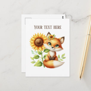 Carte Postale Amoureux de renards mignons personnalisables 