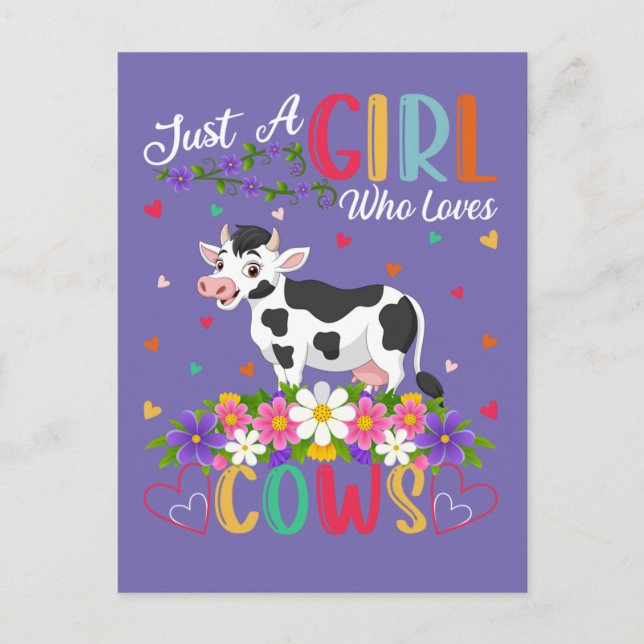Carte Postale Amoureux de vaches Juste une fille qui aime les va (Devant)