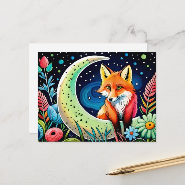 Carte Postale Amoureux des animaux Renard mignon (Devant/Arrière en situation)