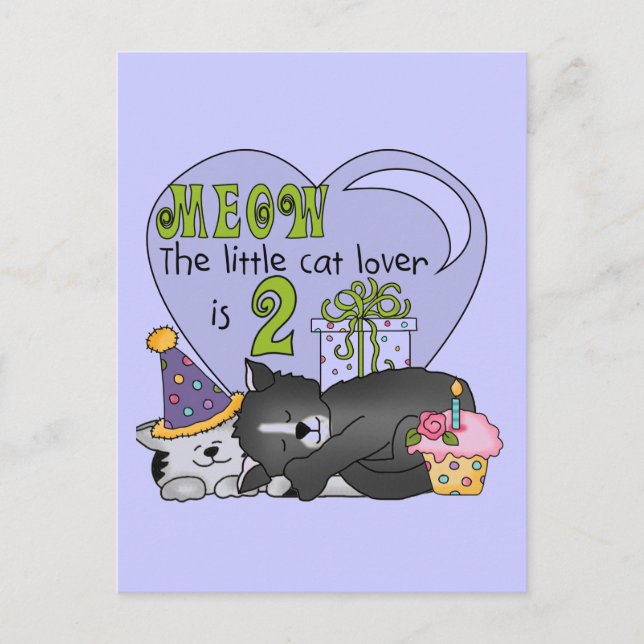 Carte Postale Amoureux des chats 2e anniversaire Tshirts et cade (Devant)