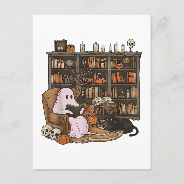 Carte Postale Amoureux des chats du livre de lecture Ghost Hallo (Devant)