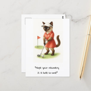 Carte Postale Amoureux des chats golfeurs prompt rétablissement