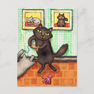 Carte postale Amoureux des chats / Merci