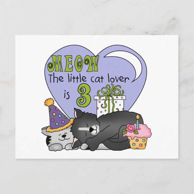 Carte Postale Amoureux des chats T-shirts et cadeaux 3e annivers (Devant)