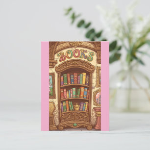 Carte Postale Amoureux des livres Étagère à livres de dessin ani