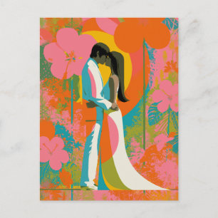 Carte Postale Amoureux du coucher de soleil tropical Pop Art