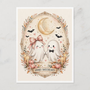 Carte Postale Amoureux Squelettiques Couple de Fantômes Mignons