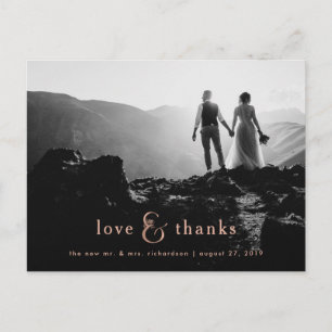 Carte Postale Ampersand d'or Rose Faux   Merci photo