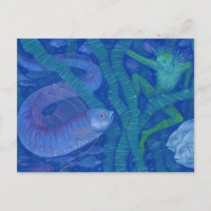 Carte Postale Amphibien et Poisson King, imaginaire art, Sous-ma