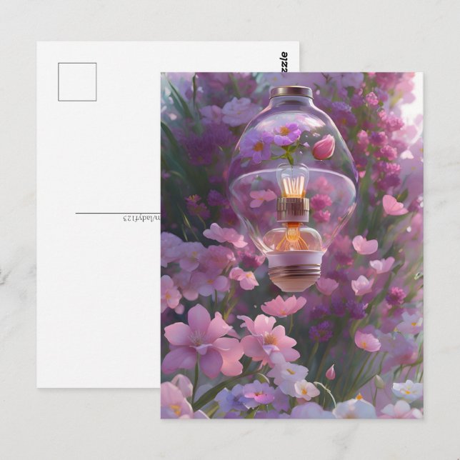 Carte Postale Ampoule en fleurs, Croisement (Devant / Derrière)
