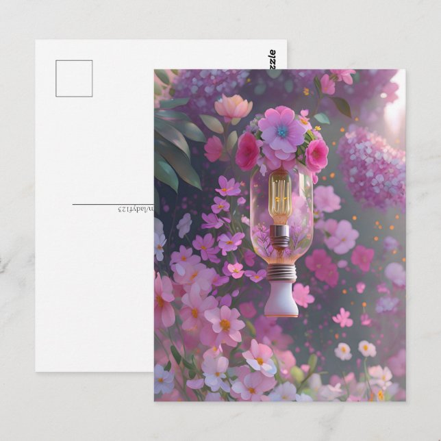Carte Postale Ampoule en fleurs, Croisement (Devant / Derrière)