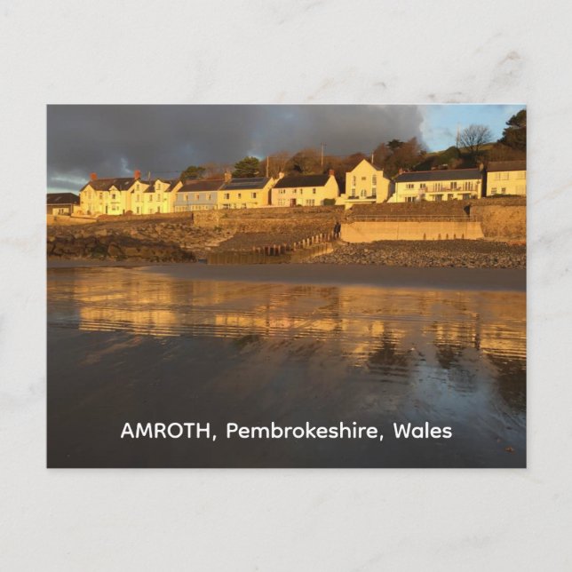 Carte Postale Amroth, Pembrokeshire, Wales Lights on Beach (Devant)