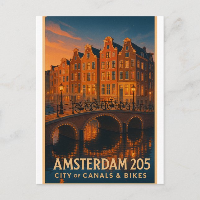 Carte Postale Amsterdam 2025 – City of Canals & Bikes (Devant)