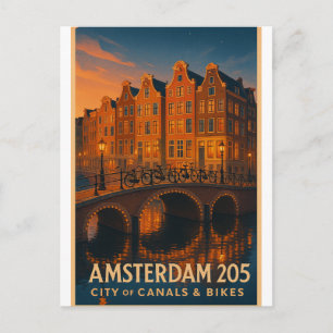 Carte Postale Amsterdam 2025 – Ville de canaux et de vélos