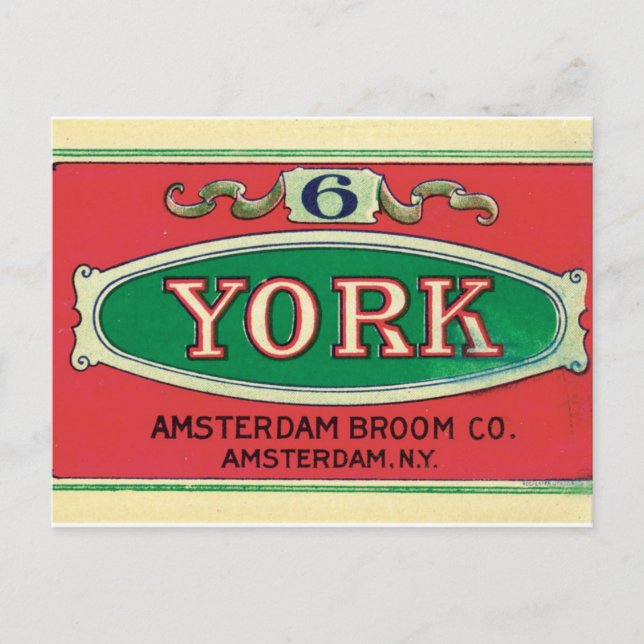 Carte Postale Amsterdam Broom Company New York NY Étiquette Vint (Devant)