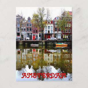 Carte Postale Amsterdam Canal Rainy Spring Day
