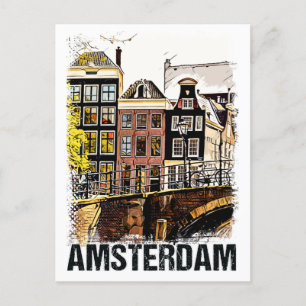 Carte Postale Amsterdam City Streets Vintage voyage Poste