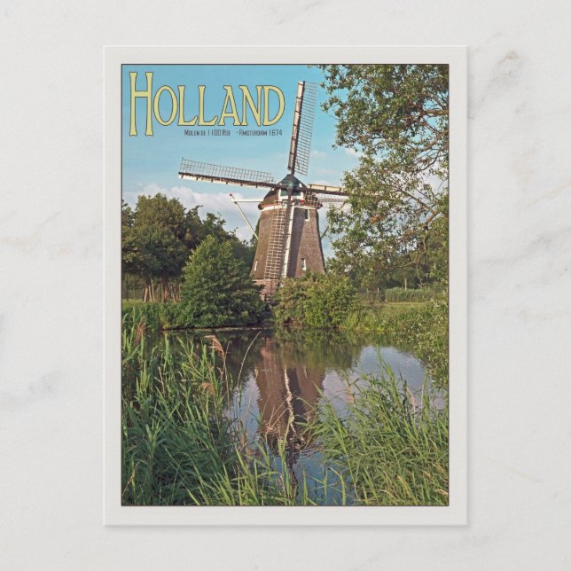 Carte Postale Amsterdam - De 1100 Roe Windmill.jpg (Devant)