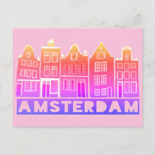 Carte Postale Amsterdam Holland Canal Maisons Voyage Coloré