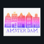 Carte Postale Amsterdam Holland Canal Maisons Voyage Coloré<br><div class="desc">Envoyez un message avec cette douce carte postale d'art motif à Amsterdam.Vous pouvez le customiser et le modifier ou ajouter du texte. Ajoutez votre propre texte à l'arrière. Consultez ma boutique pour plus de couleurs et de motifs ! Et plus d'articles assortis comme des totes, des autocollants, des magnets, des...</div>