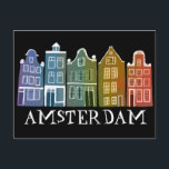 Carte Postale Amsterdam Holland Canal Maisons Voyage Coloré<br><div class="desc">Envoyez un message avec cette douce carte postale d'art motif à Amsterdam.Vous pouvez le customiser et le modifier ou ajouter du texte. Ajoutez votre propre texte à l'arrière. Consultez ma boutique pour plus de couleurs et de motifs ! Et plus d'articles assortis comme des totes, des autocollants, des magnets, des...</div>