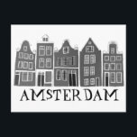 Carte Postale Amsterdam Holland Canal Maisons Voyage mignon<br><div class="desc">Envoyez un message avec cette douce carte postale d'art motif à Amsterdam.Vous pouvez le customiser et le modifier ou ajouter du texte. Ajoutez votre propre texte à l'arrière. Consultez ma boutique pour plus de couleurs et de motifs ! Et plus d'articles assortis comme des totes, des autocollants, des magnets, des...</div>