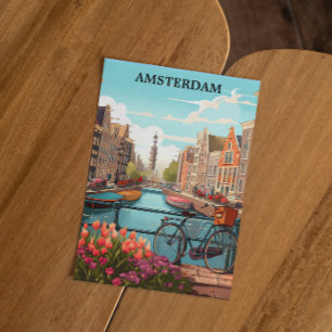 Carte Postale Amsterdam Holland Canal View