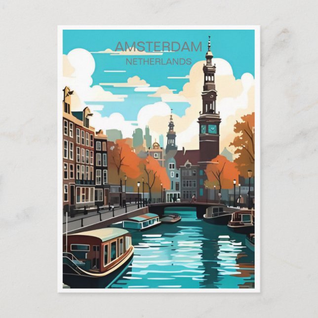 Carte Postale Amsterdam Holland Pays-Bas Vintage néerlandais (Devant)