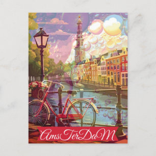 Carte Postale Amsterdam Holland Pays-Bas Vintage Postca
