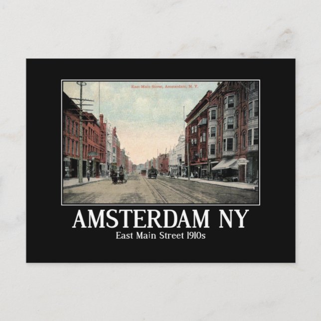 Carte Postale Amsterdam NY Main St Montgomery Comté 1910 (Devant)