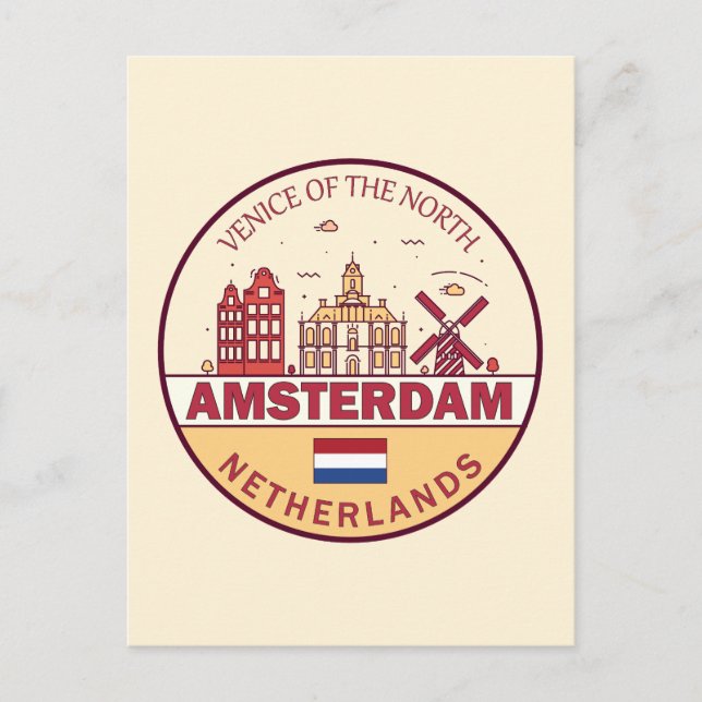 Carte Postale Amsterdam Pays-Bas Emblème de la ville ciel (Devant)