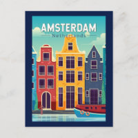Amsterdam Pays-Bas Maisons colorées Voyage Rétro