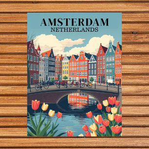 Carte Postale Amsterdam Pays-Bas Vélos de voyage vintage