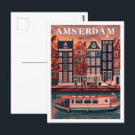 Carte Postale Amsterdam Pays-Bas Vintage célèbre Travel Place<br><div class="desc">Amsterdam Pays-Bas Vintage célèbre Travel Place</div>