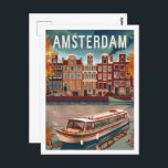 Carte Postale Amsterdam Pays-Bas Vintage célèbre Travel Place<br><div class="desc">Amsterdam Pays-Bas Vintage célèbre Travel Place</div>