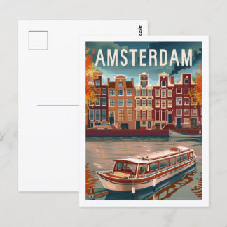 Carte Postale Amsterdam Pays-Bas Vintage célèbre Travel Place