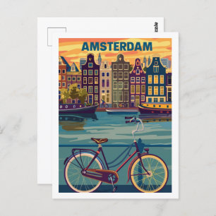 Carte Postale Amsterdam Pays-Bas Vintage célèbre Travel Place