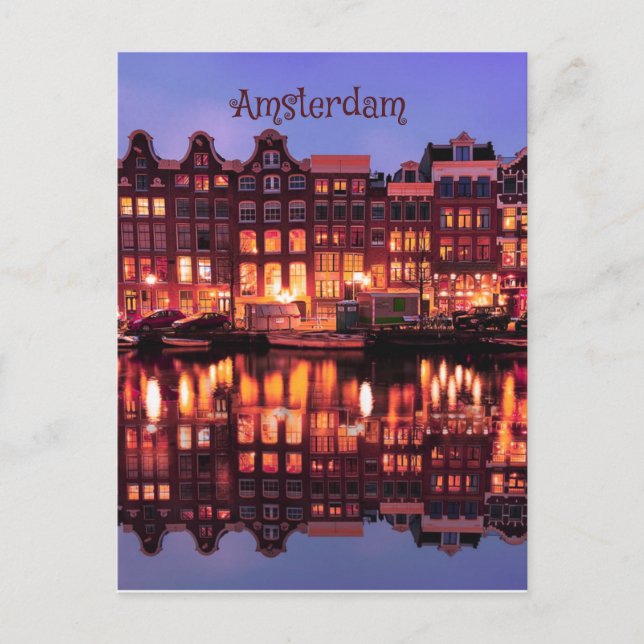 Carte Postale Amsterdam Row Houses sur Canal (Devant)