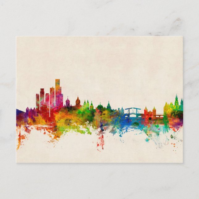 Carte Postale Amsterdam The Pays-Bas Skyline (Devant)