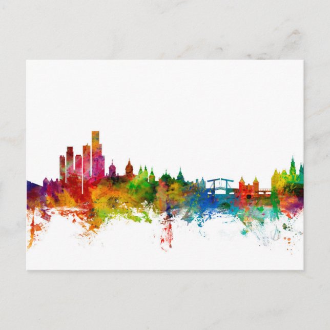 Carte Postale Amsterdam The Pays-Bas Skyline (Devant)