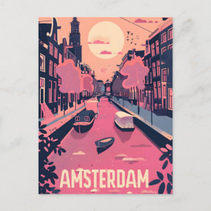 Carte Postale Amsterdam Travel Ad Art